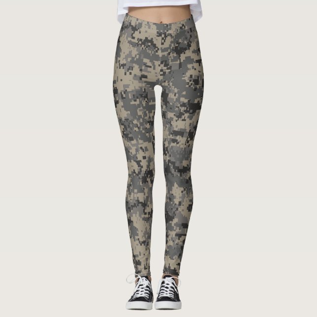 Digital camouflage military army pixel camo print leggings (Front)