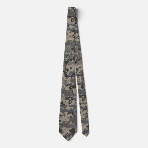 Digital camouflage military army pixel camo print tie