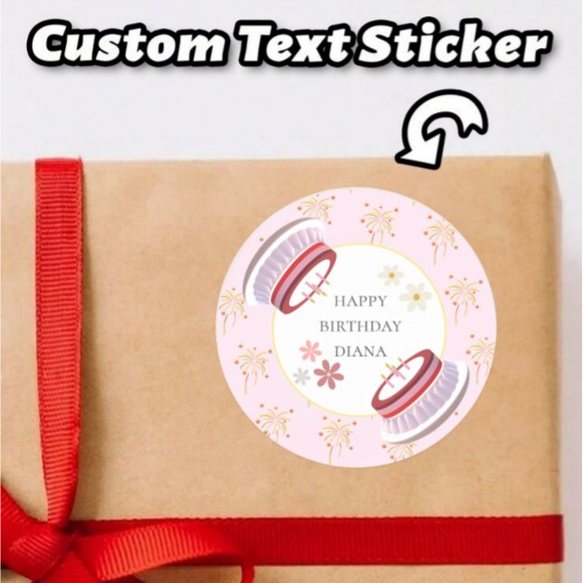Digital Candle 3D Cake Birthday Celebration Classic Round Sticker (Creator Uploaded)