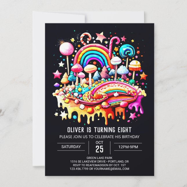 Digital Candy Birthday Invitation (Front)