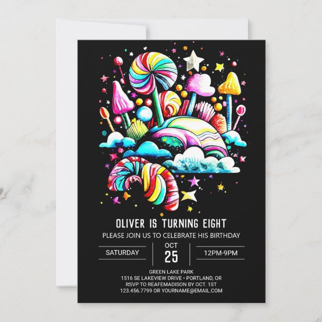 Digital Candy Dream Birthday Invitation (Front)