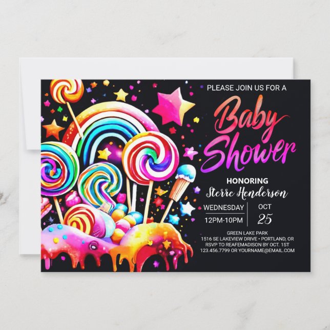 Digital Candyland Baby Shower Invitation (Front)