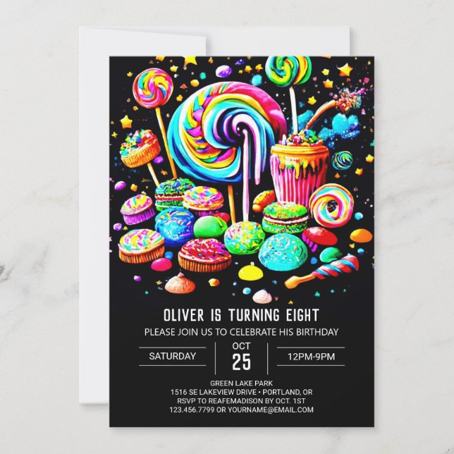 Digital Candyland Birthday Invitation (Front)