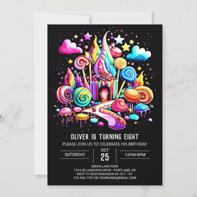 Digital Candyland Birthday Invitation (Front)