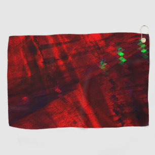 Digital canyon in strong red and lime-green detail golf towel