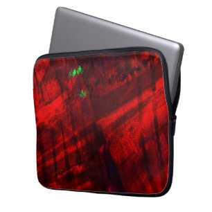 Digital canyon in strong red and lime-green detail laptop sleeve