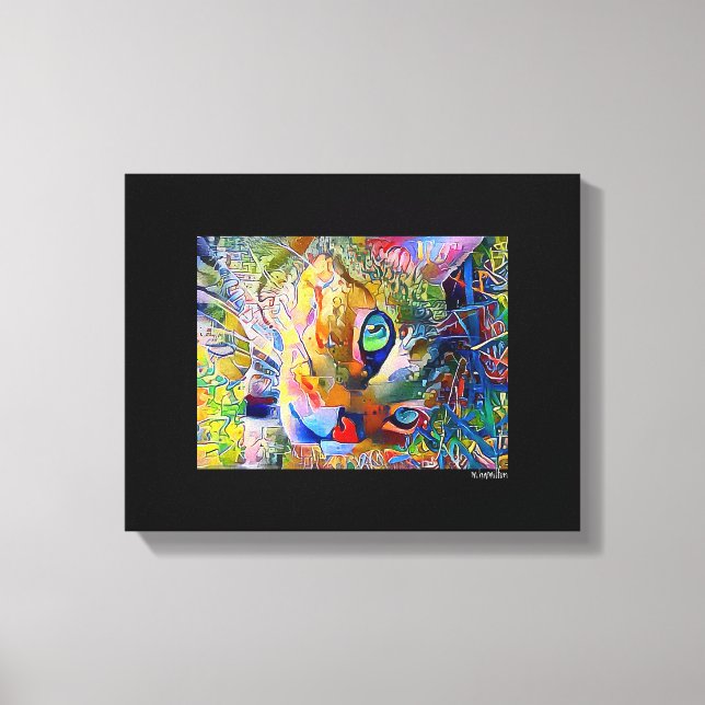 Digital Cat Art Wrapped Canvas (Front)