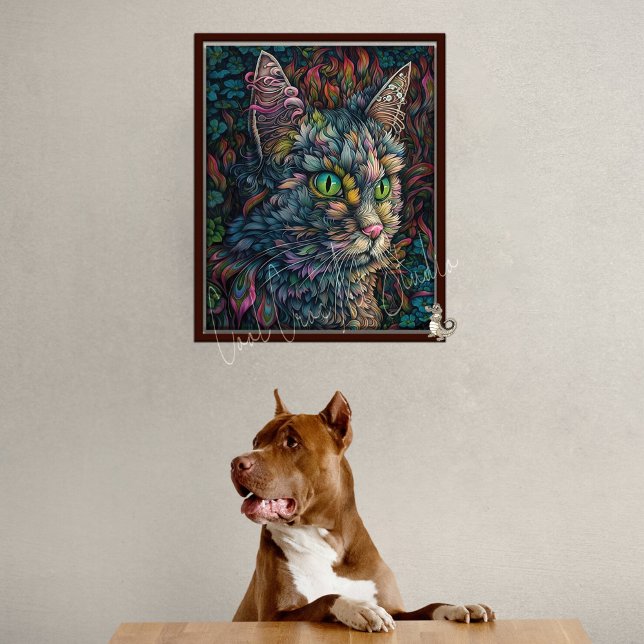 Digital Cat Wall Art-Beautiful Calico Cat Portrait Poster (Creator Uploaded)