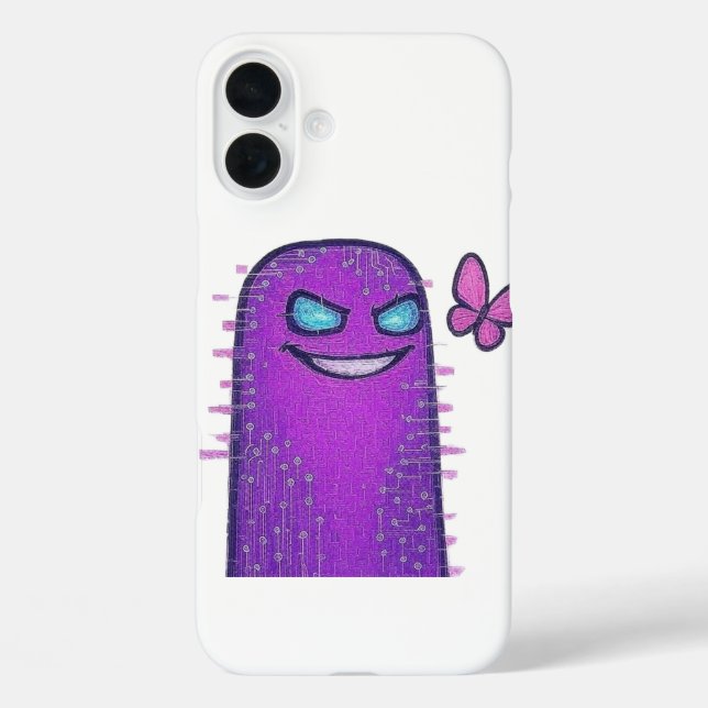 Digital Character with Cyberpunk Neon Butterfly Case-Mate iPhone Case (Back)