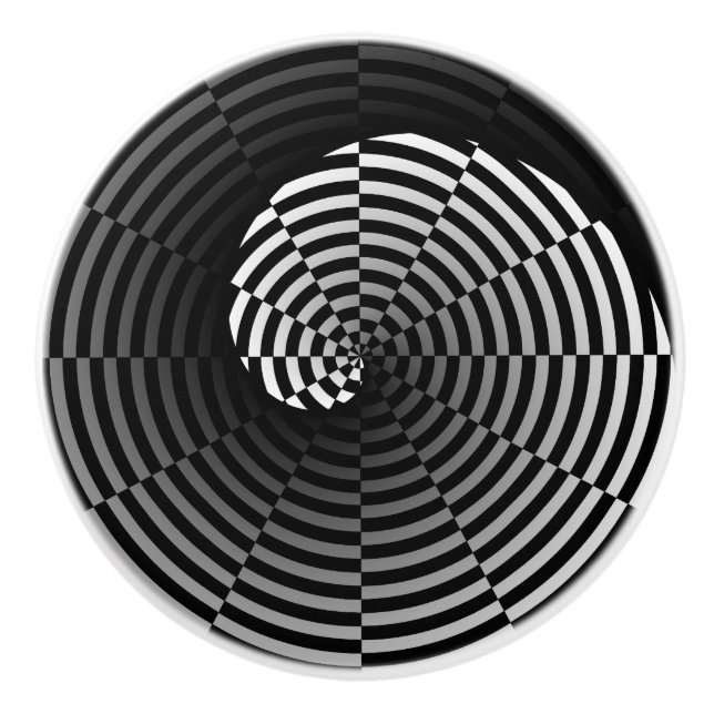 Digital Chequered Yin Yang by Kenneth Yoncich Ceramic Knob (Front)