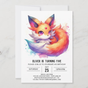 Digital Chic Fox Birthday Invitation