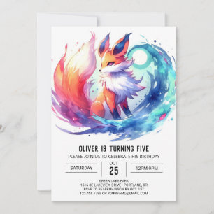 Digital Chic Fox Birthday Invitation