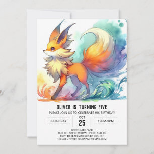 Digital Chic Fox Birthday Invitation
