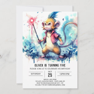 Digital Chic Monkey Birthday Invitation