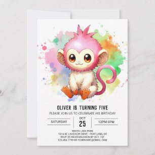 Digital Chic Monkey Birthday Invitation