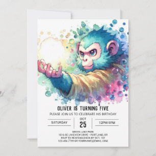 Digital Chic Monkey Birthday Invitation