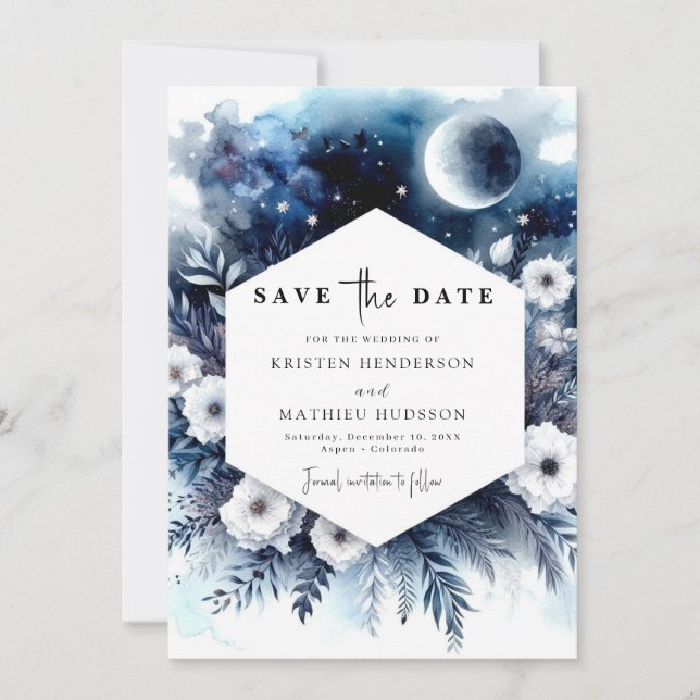 Digital Chic Moonlit Wedding Save The Date (Front)