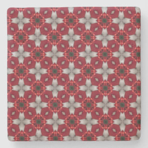 Digital Christmas Poinsettias Pattern Stone Coaster