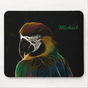 Digital colourful parrot fractal mouse mat