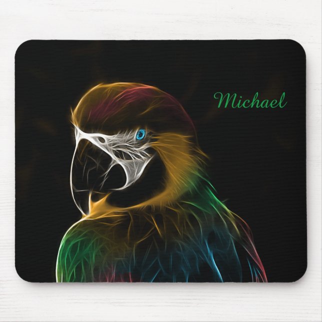 Digital colourful parrot fractal mouse mat (Front)