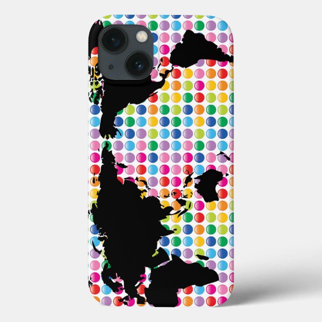 Digital Colourful Rainbow Dots World Map Phone Case-Mate iPhone Case (Back)