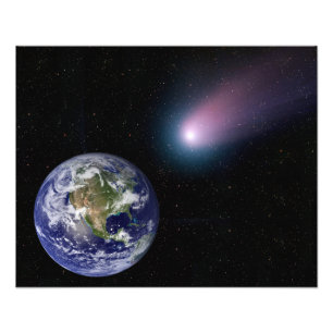 Digital composite of a comet heading towards Ea Photo Print
