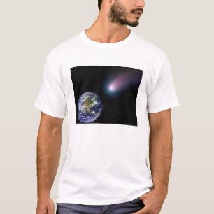 Digital composite of a comet heading towards Ea T-Shirt