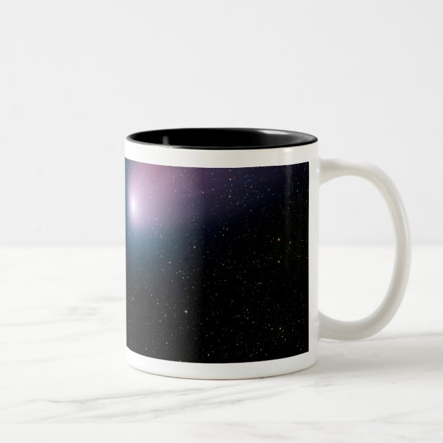 Digital composite of a comet heading towards Ea Two-Tone Coffee Mug (Right)