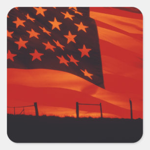 Digital composite of the American Flag Square Sticker