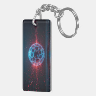 Digital Core: Futuristic Energy Sphere Explosion Key Ring