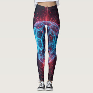 Digital Core: Futuristic Energy Sphere Explosion Leggings