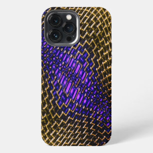 Digital crooked mesh of showy sepia wire on violet iPhone 13 pro max case