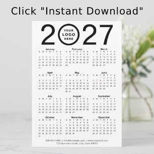 Digital Custom 2027 Calendar with Logo Download Invitation