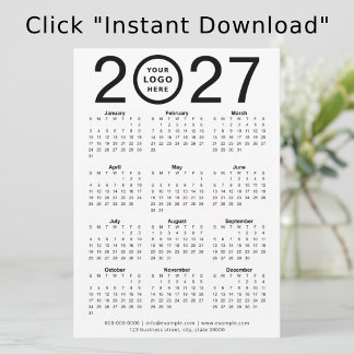 Digital Custom 2027 Calendar with Logo | Download Invitation