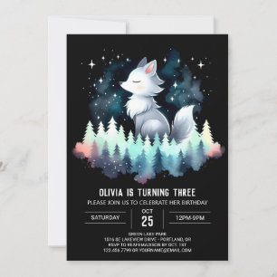 Digital Cute Wolf Birthday Invitation