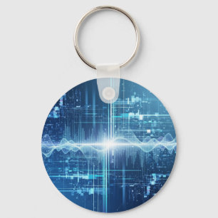 Digital Data Flow - Tech Wall Art Key Ring