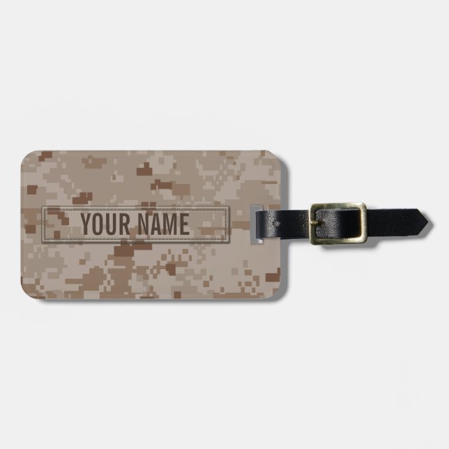 Digital Desert Camouflage Customisable Luggage Tag (Front Horizontal)