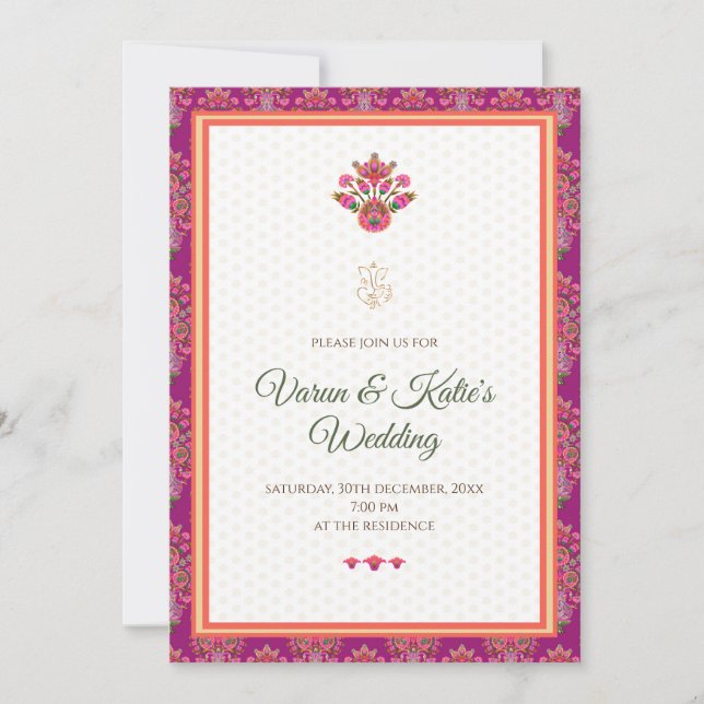 Digital Desi Wedding card & Indian Wedding invite (Front)