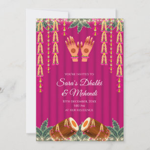 Digital Dholki invitations Mehndi invite, Digital
