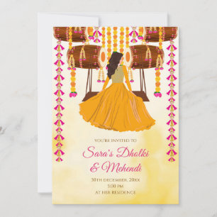 Digital Dholki invite Mehndi invitation, Mendhi