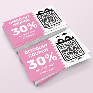 Digital Discount Coupon With QR Code Logo Pink