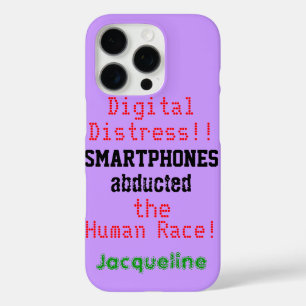 Digital Distress Smartphone Humourous Quote Purple iPhone 16 Pro Case