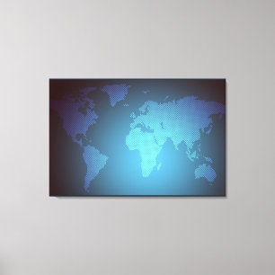 Digital Dot World Map Gradient Art Canvas Print