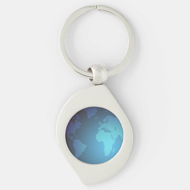 Digital Dot World Map Gradient Art Key Ring (Front)