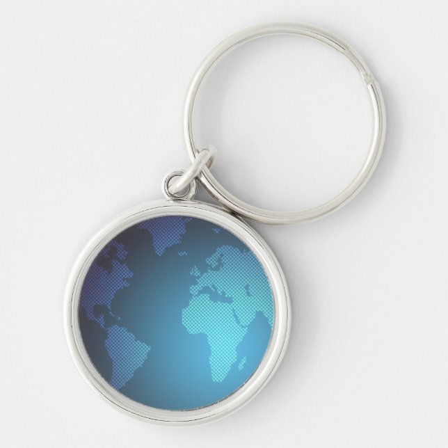 Digital Dot World Map Gradient Art Key Ring (Front)