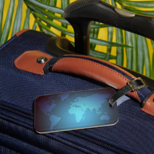Digital Dot World Map Gradient Art Luggage Tag