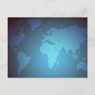 Digital Dot World Map Gradient Art Postcard