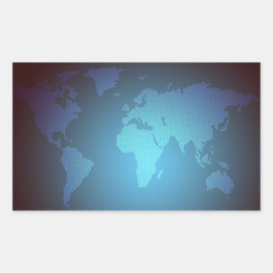 Digital Dot World Map Gradient Art Rectangular Sticker