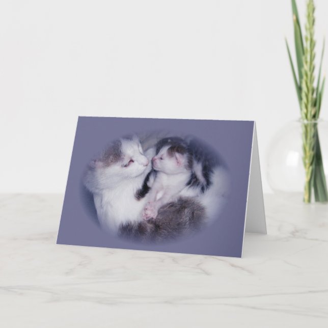 digital download baby and momma cats love grey thank you card (Front)