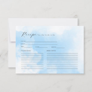Digital Download Clouds Bridal Shower Recipe Card